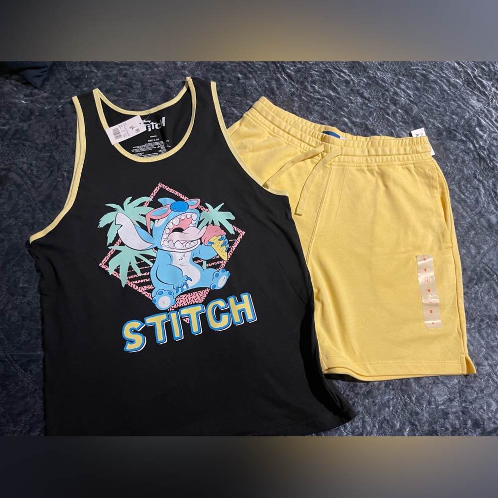 Men’s Size‎ Small Stitch Tank Top and Yellow Shorts Outfit